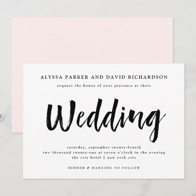 Invitation Un esprit moderne | Mariage noir et blanc (Devant / Derrière)