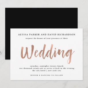 Invitation Un esprit moderne Mariage or Rose Faux