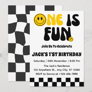 Invitation Un est amusant  Premier anniversaire d'un garçon