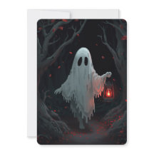 Un fantôme blanc tenant une lanterne rouge dans un