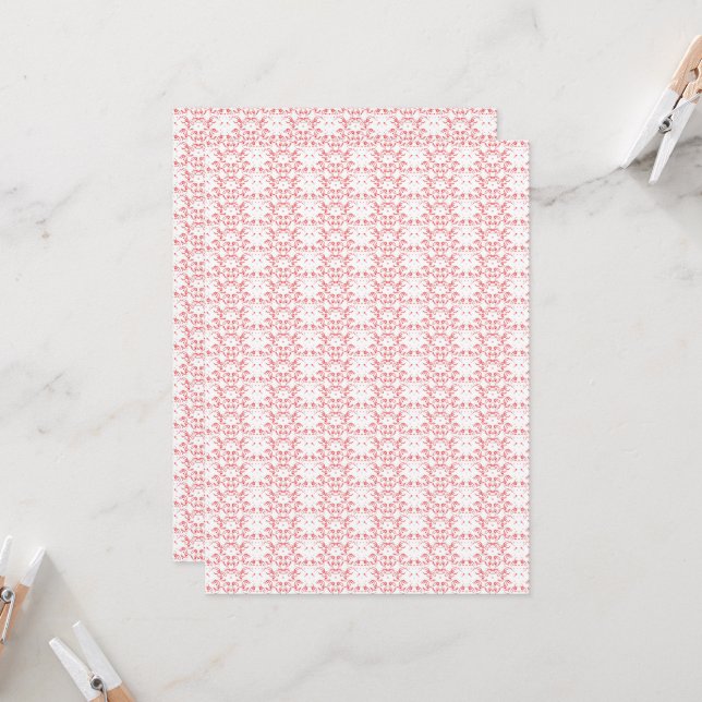 Invitation un fond rouge et blanc avec un motif (Devant/Arrière en situation)