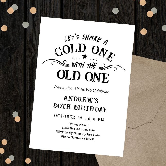 Invitation Un froid avec la vieille bière pour le 80e anniver (Créateur téléchargé)