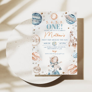 Invitation Un Garçon Astronaut Premier Voyage Autour De L'Ann