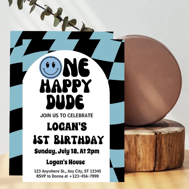 Invitation Un garçon heureux 1er anniversaire (Créateur téléchargé)