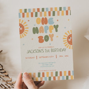 Invitation Un Garçon Heureux Boho Soleil 1er Anniversaire