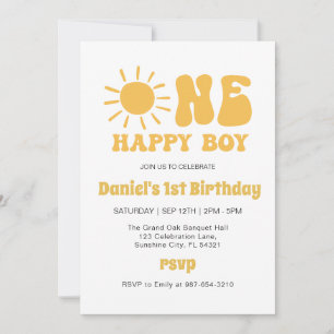 Invitation Un Garçon Heureux, Premier Anniversaire de Sunshin