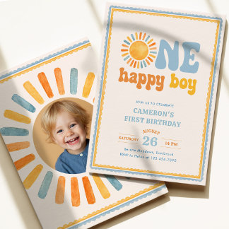 Invitation Un Garçon Heureux Sunshine 1er Anniversaire 