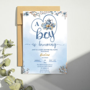 Invitation un garçon prépare une fête de thé Baby Shower