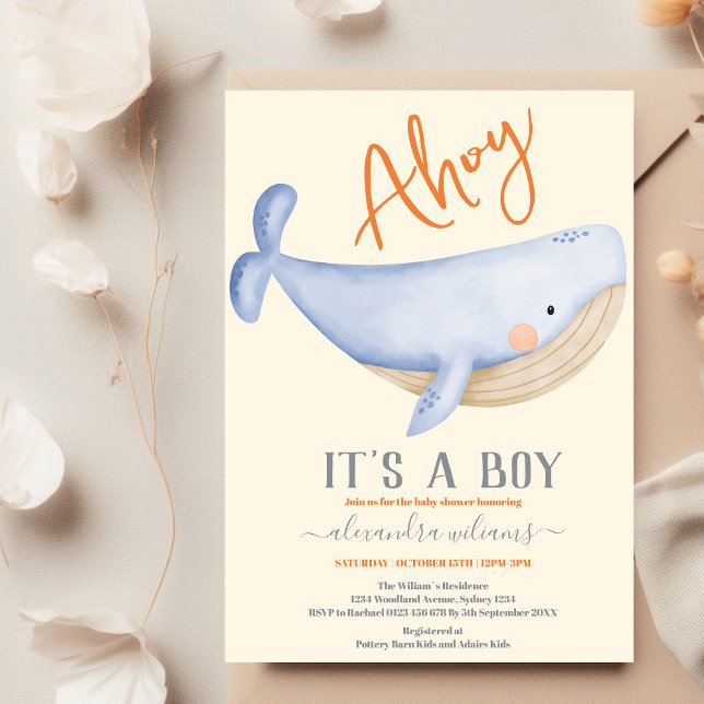 Invitation Un garçon sous le Baby shower marin (Créateur téléchargé)