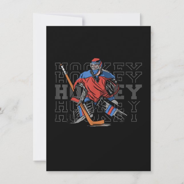 Invitation Un gardien de but de hockey sur glace avec Slogan (Devant)