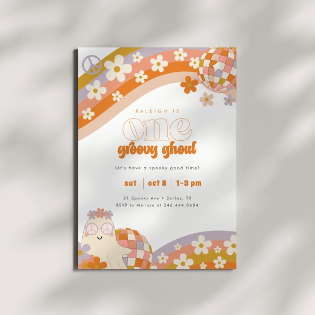Invitation Un Ghoul Super | Retro Éffrayant Girls 1er anniver (Créateur téléchargé)