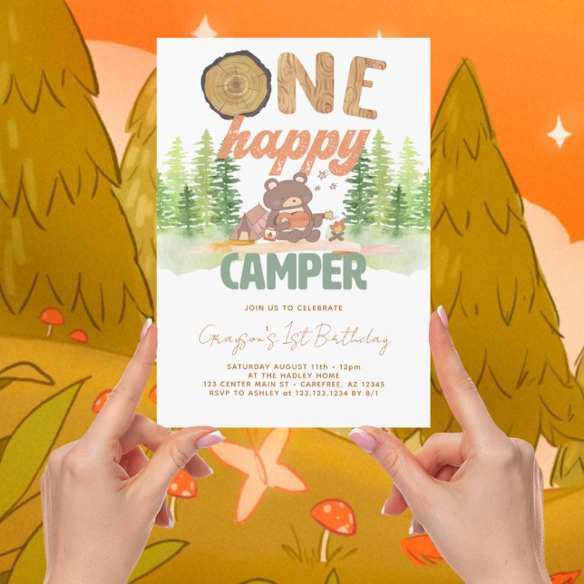 Invitation Un Happy Camper 1er Anniversaire (Créateur téléchargé)