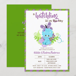 Invitation Un Hatchling Est Sur Le Chemin Du Baby shower Dino