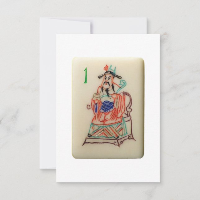 Invitation Un homme riche - Tuile de fleurs de Mahjong  (Devant)