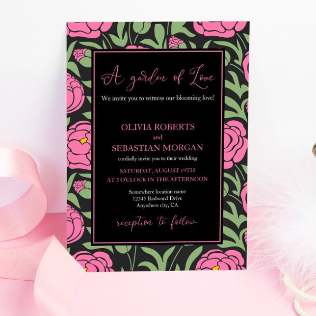 Invitation Un jardin d'amour. Mariage rose Peony Flowers (Créateur téléchargé)