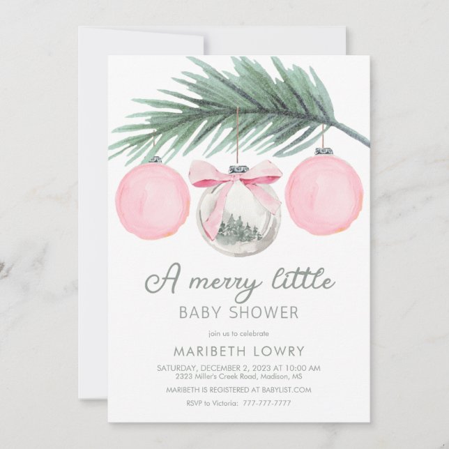 Invitation Un joli petit Baby shower | Douche de Noël (Devant)