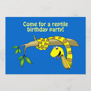 Invitation Un joli serpent jaune caricature dans un reptile d