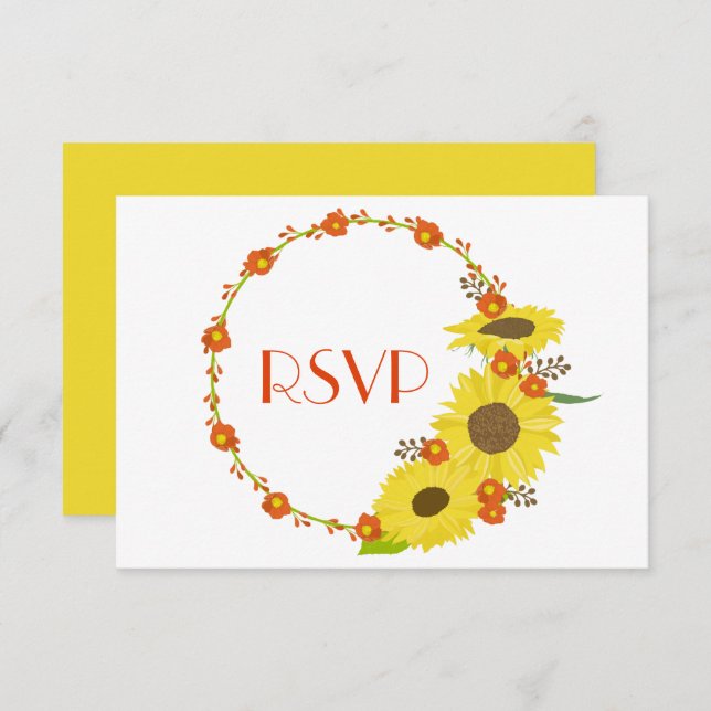Invitation Un joli Tournesol RSVP (Devant / Derrière)