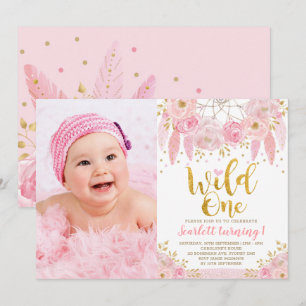 Invitation Un jour d'anniversaire sauvage de Boho Pink Dreamc