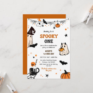 Invitation Un joyeux Anniversaire Halloween Fantôme Mignon et