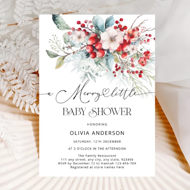 Invitation Un Joyeux Baby shower Floral Frosté (Créateur téléchargé)
