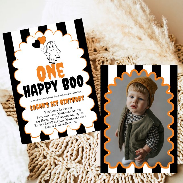 Invitation Un joyeux Boo Boy 1er Anniversaire Photo Party (Créateur téléchargé)