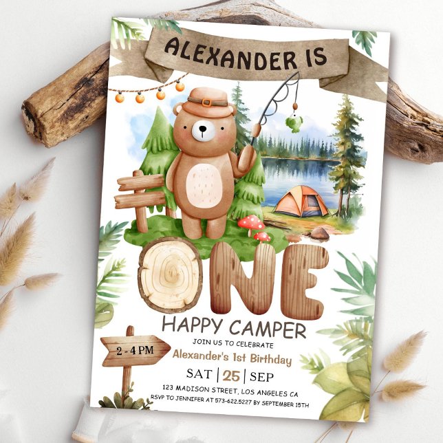 Invitation UN Joyeux Camper ! Camping Boys 1er fête d'anniver (Créateur téléchargé)