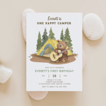 Un Joyeux Camper Guitare Ours Anniversaire Invitat