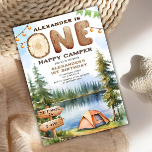 Invitation UN Joyeux Camper ! Rustic Boy 1ère fête d'annivers