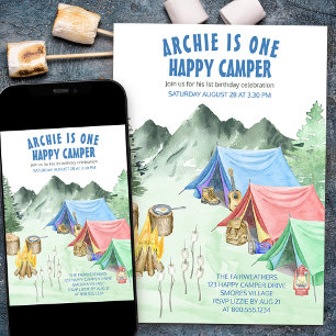 Invitation Un joyeux campeur pour son premier anniversaire de