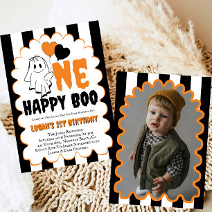 Invitation Un joyeux garçon Boo pour son 1er anniversaire de 