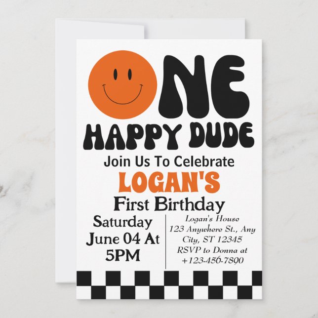 Invitation Un joyeux garçon de la première fête d'anniversair (Devant)