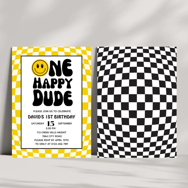 Invitation Un Joyeux Mec Happy Face Boy Premier anniversaire (Créateur téléchargé)