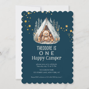 Invitation Un Joyeux Ours De Camper Anniversaire