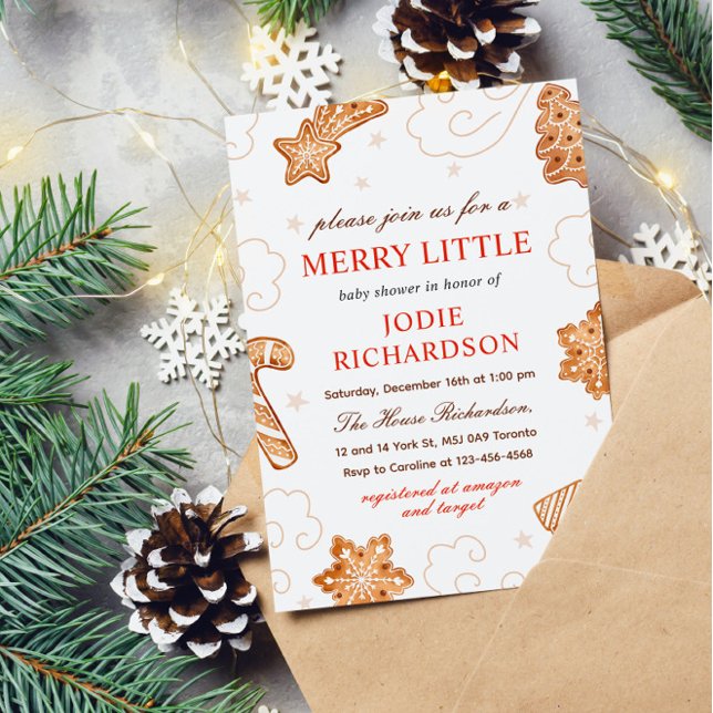 Invitation Un joyeux petit Baby shower de biscuits de Noël (Créateur téléchargé)