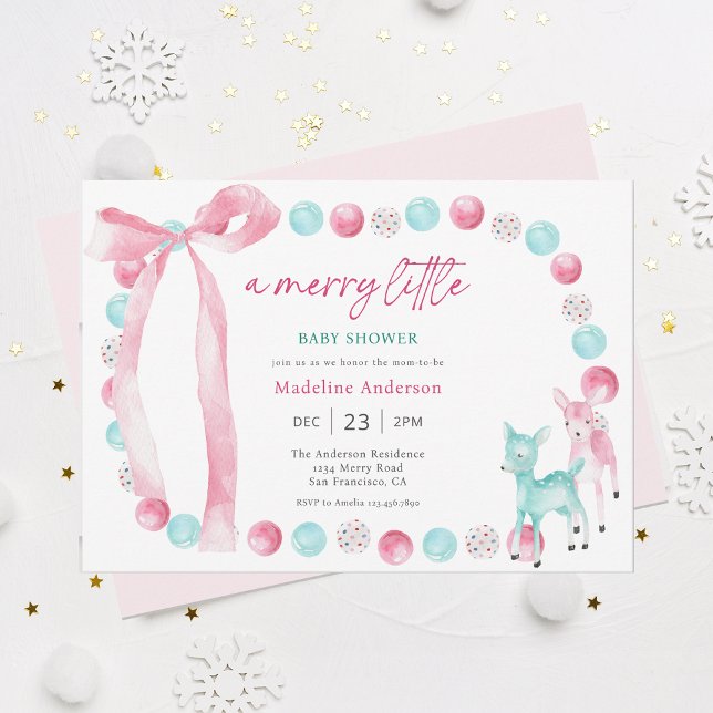 Invitation Un joyeux petit bébé de Noël fille douche (Créateur téléchargé)
