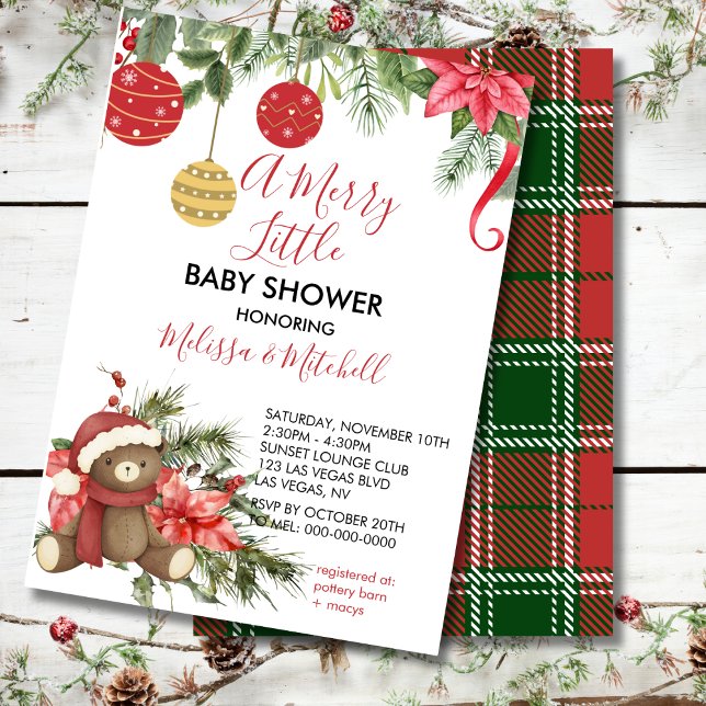 Invitation Un joyeux petit ornement en peluche d'ours de noël (Créateur téléchargé)