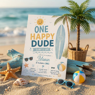 Invitation Un joyeux type d'anniversaire de surf garçon de pl