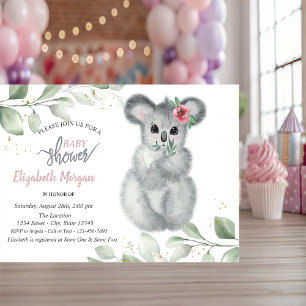 Invitation Un koala mignon quitte la baby shower