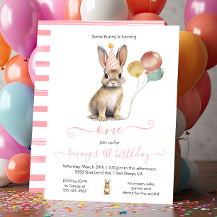 Invitation Un lapin 1er Pâques Printemps fête d'anniversaire