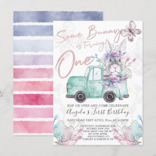 Invitation Un lapin devient un anniversaire de printemps