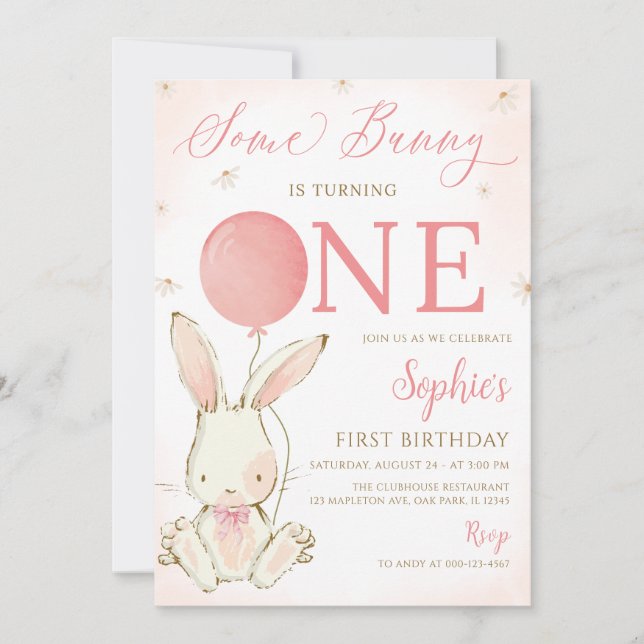 Invitation Un Lapin Est Un Lapin 1Er Anniversaire Fête (Devant)