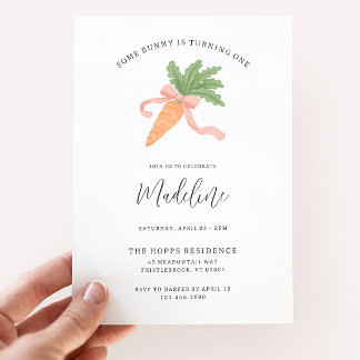 Invitation Un lapin est un simple 1er anniversaire moderne