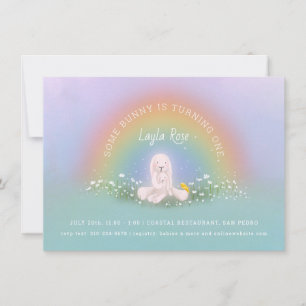 Invitation Un Lapin Tourne Un Arc En Ciel Premier Anniversair