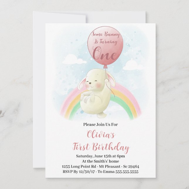 Invitation Un Lapin Tourne Un Lapin 1Er Anniversaire (Devant)