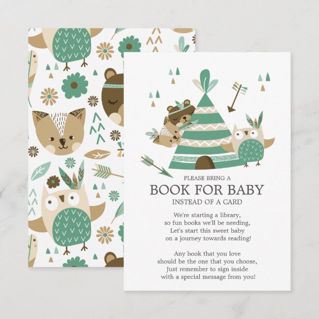 Invitation Un livre de Baby shower pour bébé sauvage de la fo (Devant / Derrière)