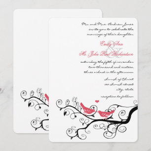 Invitation Un mariage avec un Inséparable rose Tourbillonnant