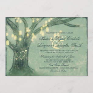 Invitation Un mariage avec un pot en bois de chêne rustique