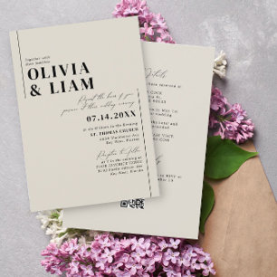 Invitation Un Mariage de code QR RSVP minimaliste