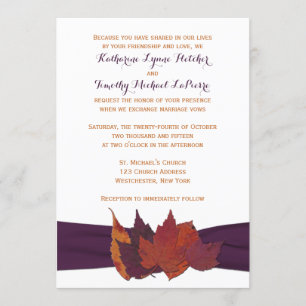 Invitation Un mariage d'Feuilles orange, blanc, violet